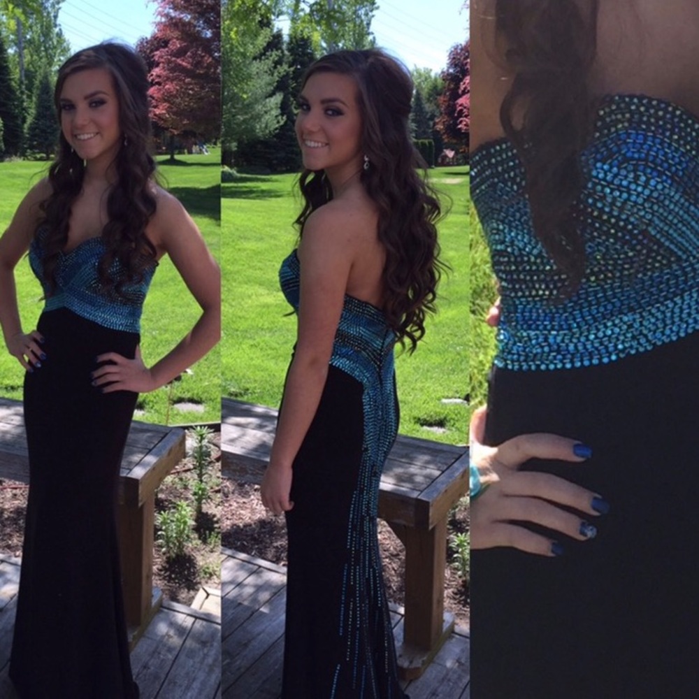Camille La Vie Black Long Prom Homecoming Dress